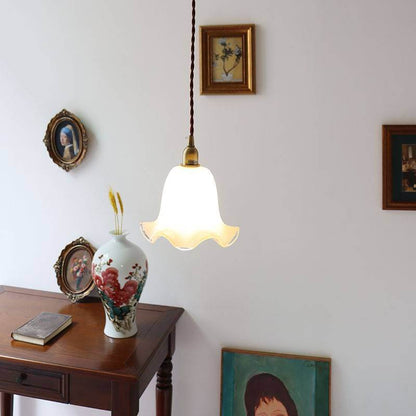 Skanto | Vintage Creative Flower Brass Glass 1-Light Pendant Lamp