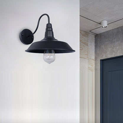 Skanto | Traditional Vintage Iron Round Shade 1-Light Wall Lamp For Dining Room