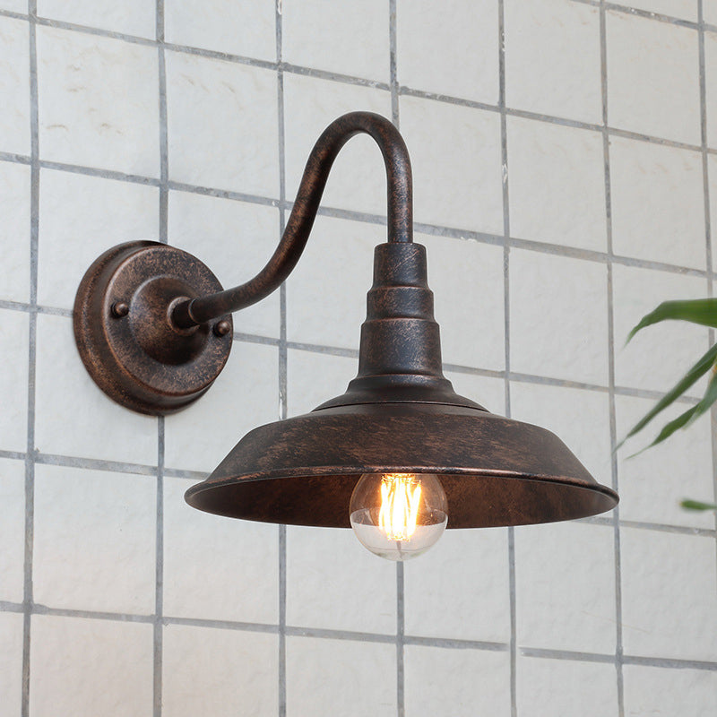 Skanto | Traditional Vintage Iron Round Shade 1-Light Wall Lamp For Dining Room