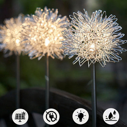 Solar LED Garden Lamp (2 pieces) Dandelion Design with Spike | Karnz