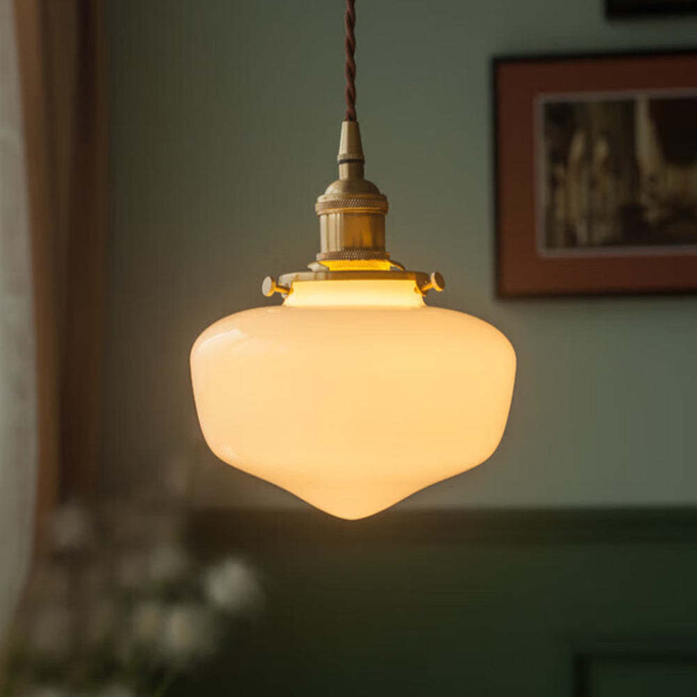 Skanto | Vintage Brass Lantern Glass Pendant Light