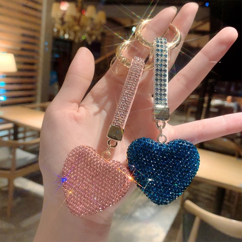 Rhinestone Heart Keychain
