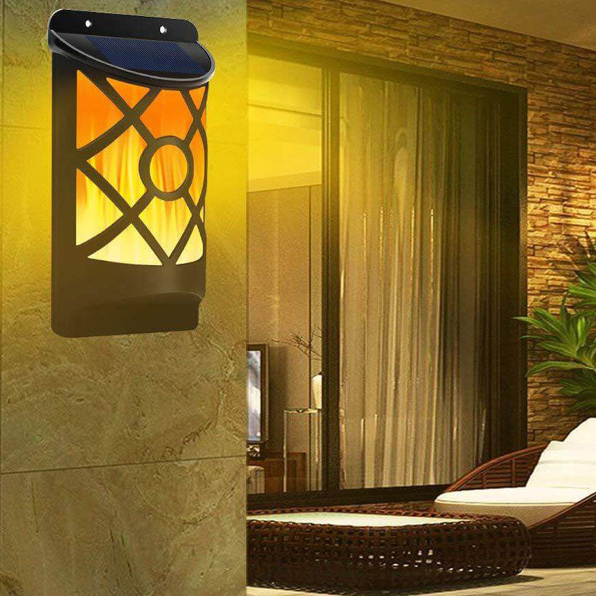 Skanto | Solar Flame LED Half Column Outdoor Wall Lamp