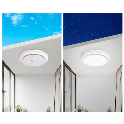 Modern Round Solar LED Remote Control Outdoor Indoor Flush Mount Lighting | Kalsten