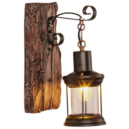 Skanto | LichtGlas – Cylinder Wall Lamp with Glass Base, Iron, and Wood