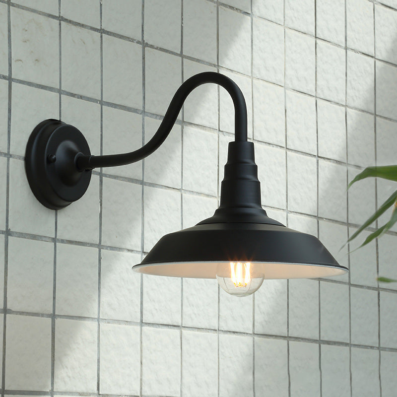 Skanto | Traditional Vintage Iron Round Shade 1-Light Wall Lamp For Dining Room