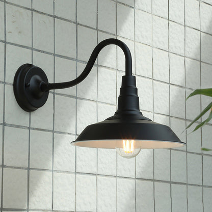Skanto | Traditional Vintage Iron Round Shade 1-Light Wall Lamp For Dining Room