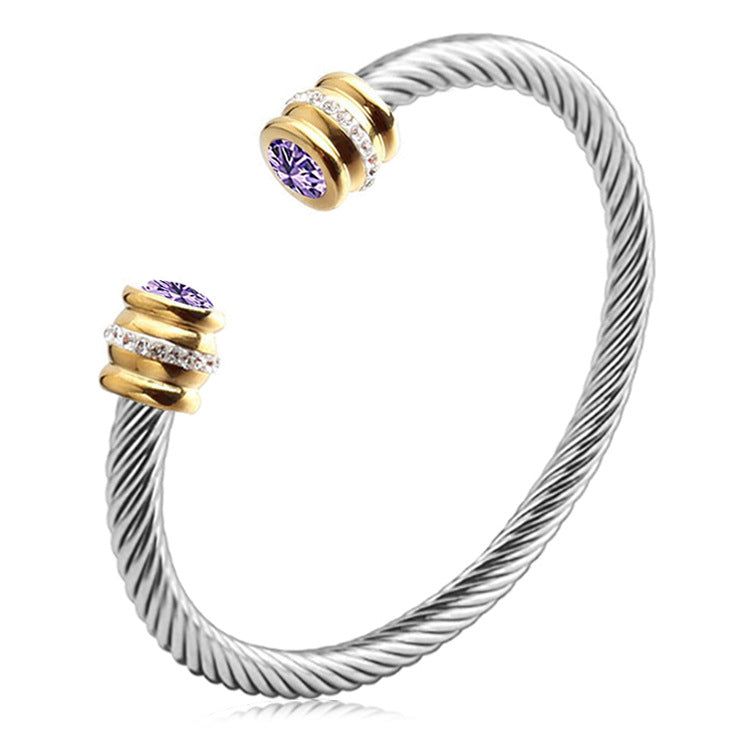 BowLift | Personalized Birthstone Ends Twist Cuff Bracelets