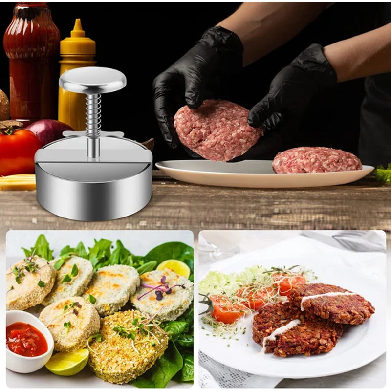 Manual burger press for hamburger patties