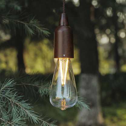 Retro Portable Waterproof Wood Cone Battery USB 1-Light Camping Outdoor Light | Skanto
