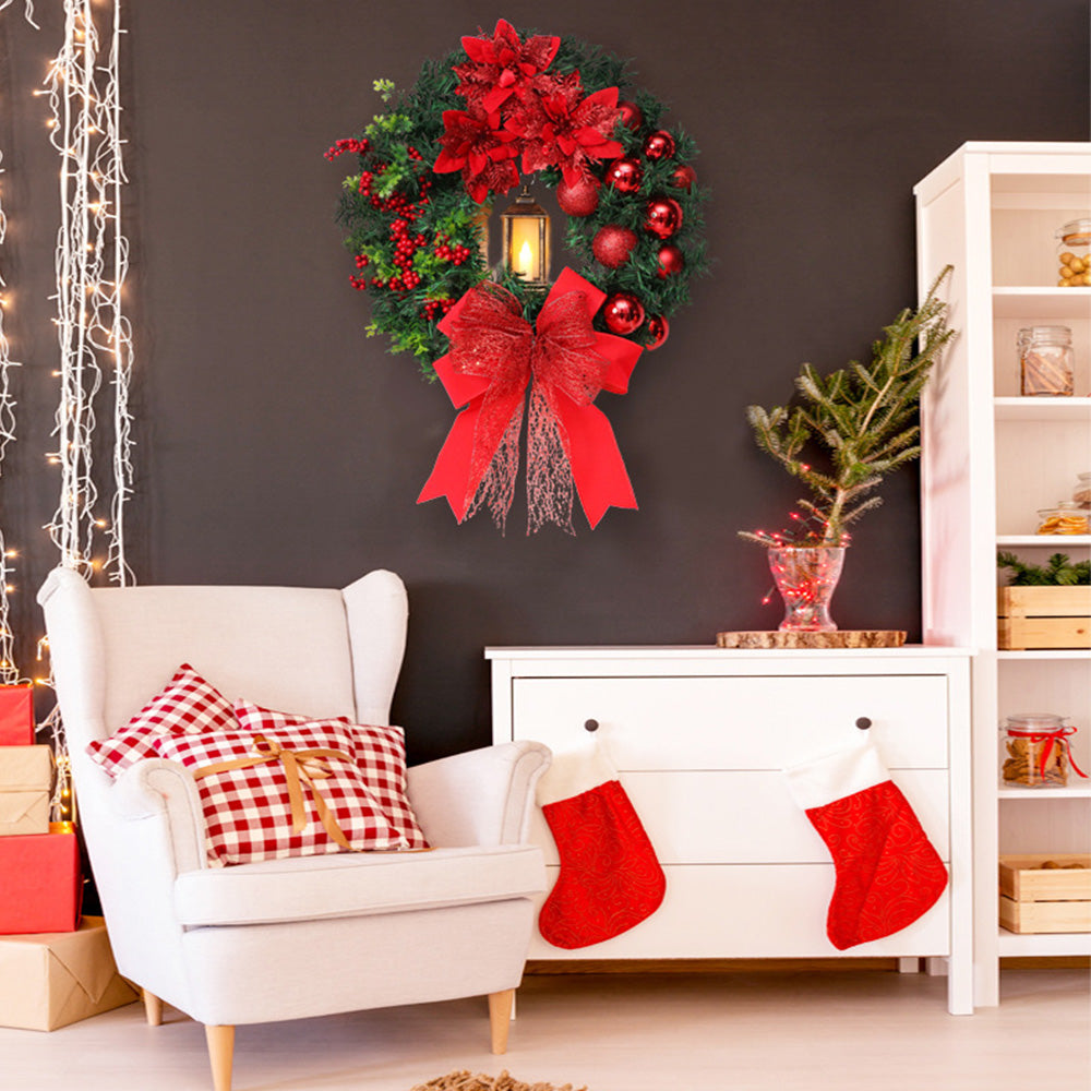 Skanto | Christmas Wreath with LED Lights and Bow