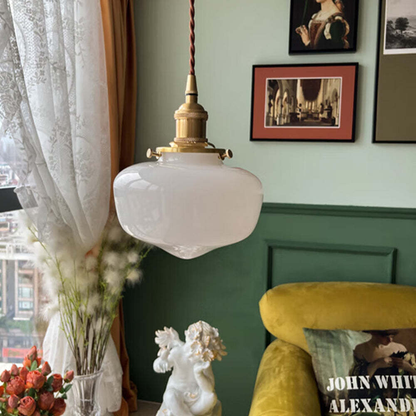 Skanto | Vintage Brass Lantern Glass Pendant Light