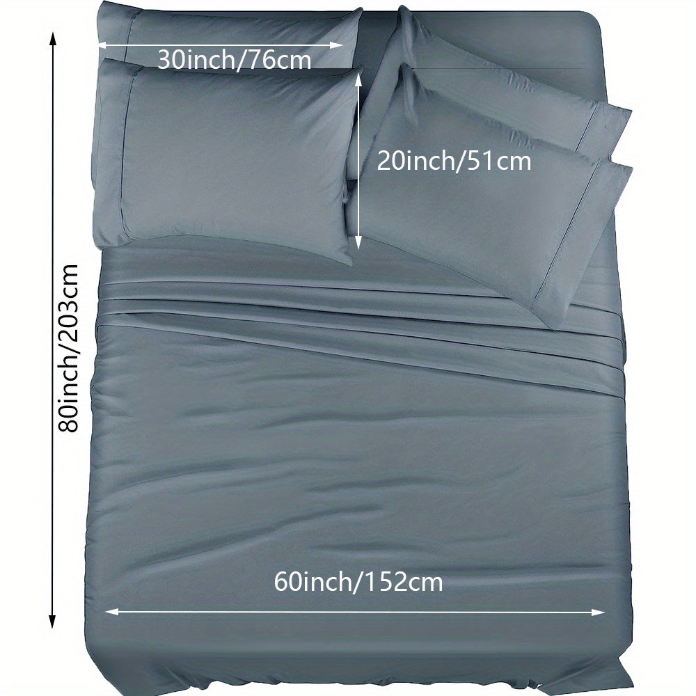 Skanto | 4/6 Pc Luxury Plush Fitted Sheet Set – Soft, Breathable, Color & Fade Resistant Bedding – Deep Pocket Flat Sheet, Fitted Sheet & 2/4 Pillowcases for Bedroom & Hotel Use