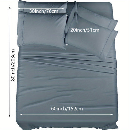 Skanto | 4/6 Pc Luxury Plush Fitted Sheet Set – Soft, Breathable, Color & Fade Resistant Bedding – Deep Pocket Flat Sheet, Fitted Sheet & 2/4 Pillowcases for Bedroom & Hotel Use