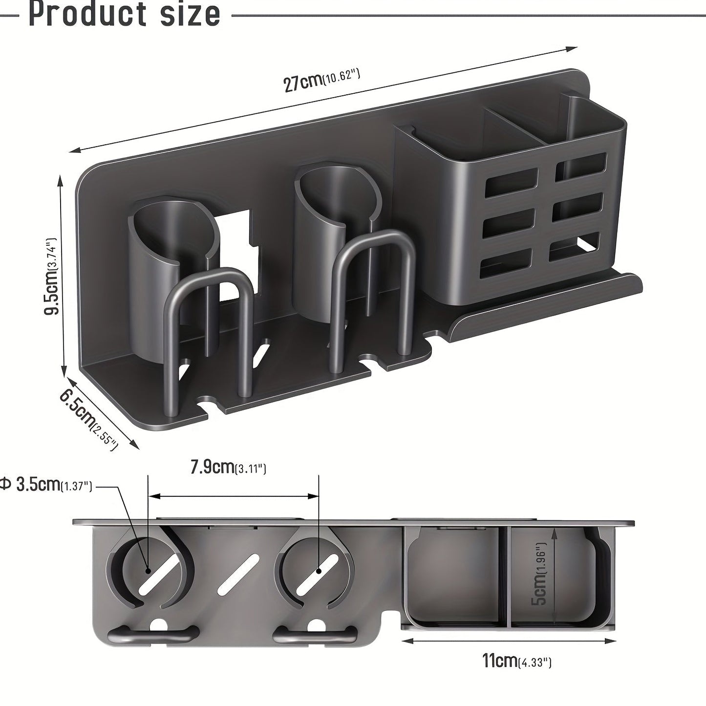 Skanto | BristleHub Wall-Mounted Electric Toothbrush Holder – Aluminum Bathroom Organizer with Drainage Holes