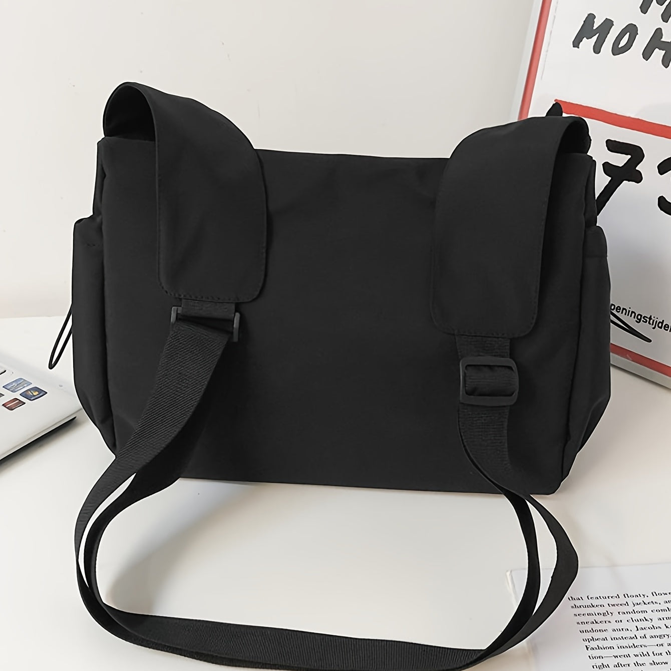 UrbanLiner Nylon Messenger Bag – Black Shoulder Bag with Zipper for Daily Use | Karnz