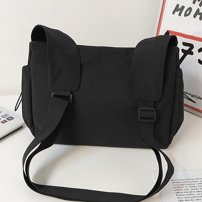 UrbanLiner Nylon Messenger Bag – Black Shoulder Bag with Zipper for Daily Use | Karnz
