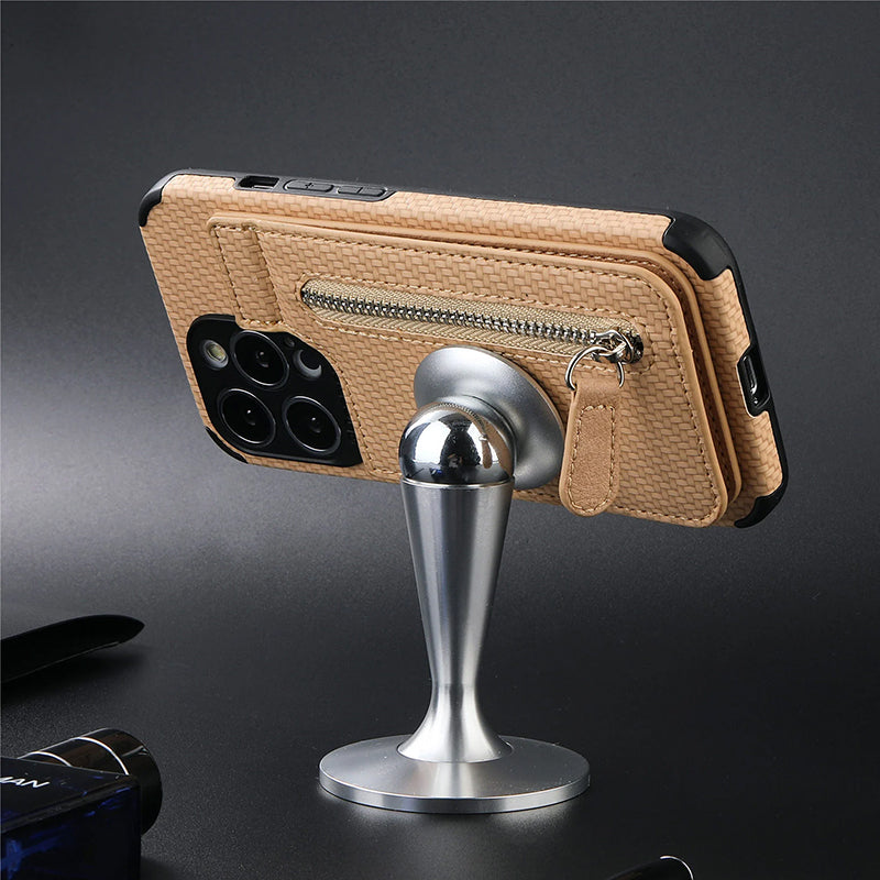 Magnetic zipper wallet case with credit card holder | Bowlift