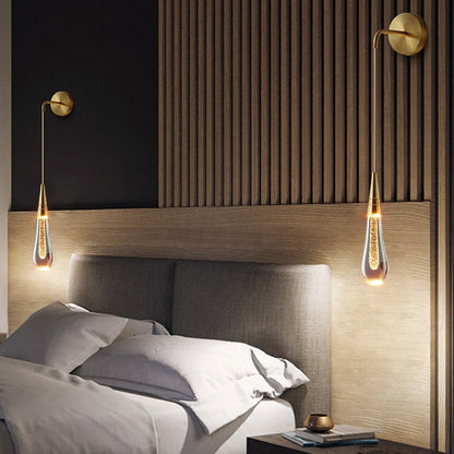 Skanto | Modern Luxury Teardrop Glass LED Wall Lamp For Bedroom