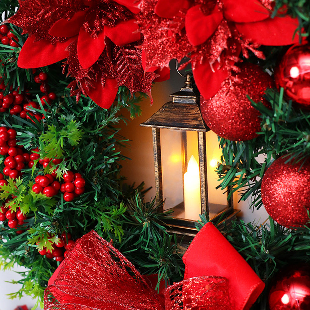 Skanto | Christmas Wreath with LED Lights and Bow
