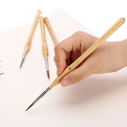 Skanto | 11 Pcs Miniature Detail Paint Brush Set with Natural Wood Handles