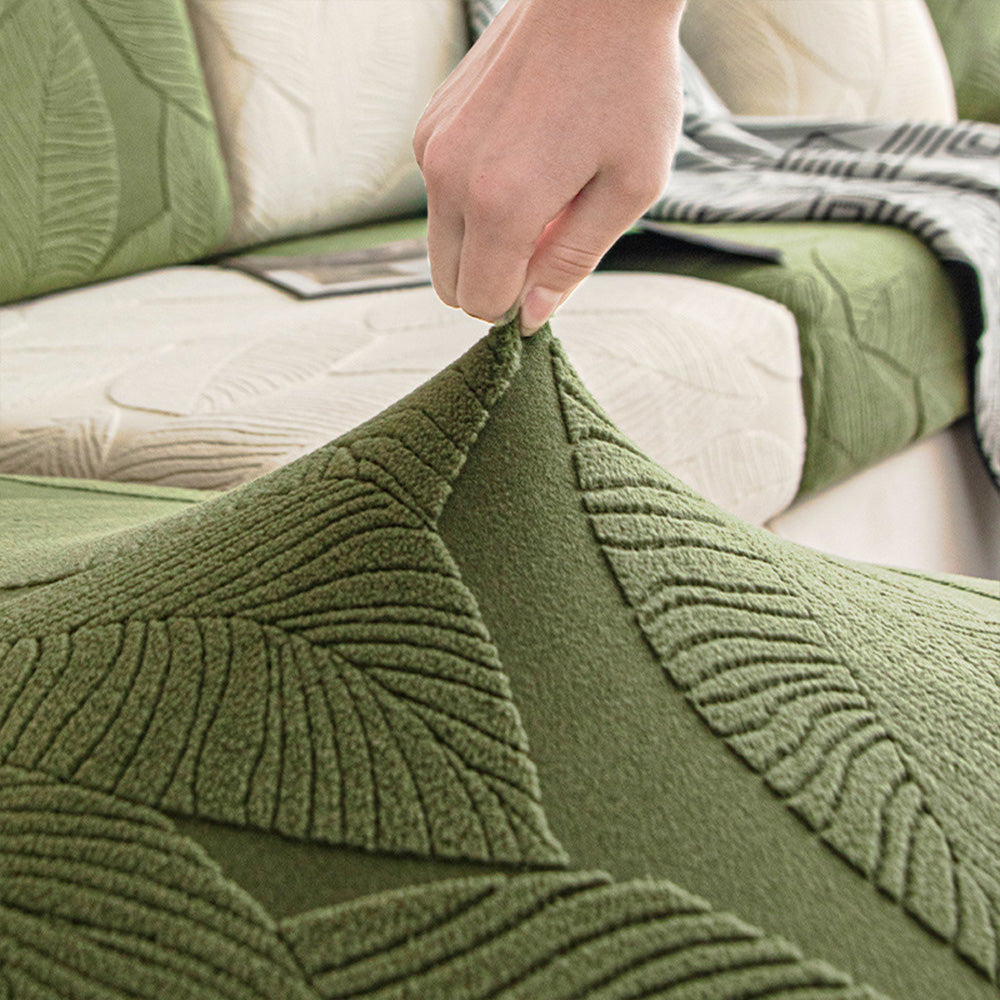 Skanto | Modern Leaf Jacquard Waterproof Anti-Scratch Stretch Full Cover Sofa Cover