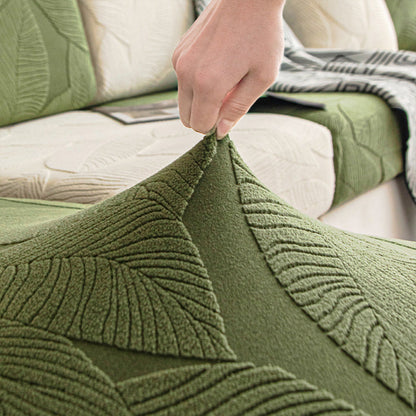 Skanto | Modern Leaf Jacquard Waterproof Anti-Scratch Stretch Full Cover Sofa Cover