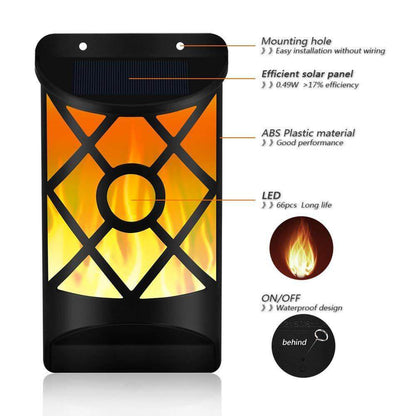 Skanto | Solar Flame LED Half Column Outdoor Wall Lamp