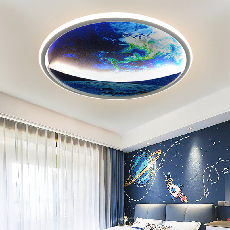 Skanto | Modern Art Deco Planet Earth Round Silicone Iron LED Ceiling Light for Living Room