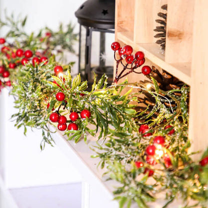 Skanto | Christmas Red Fruit Pine Needle LED Copper Wire Decorative Battery Lights