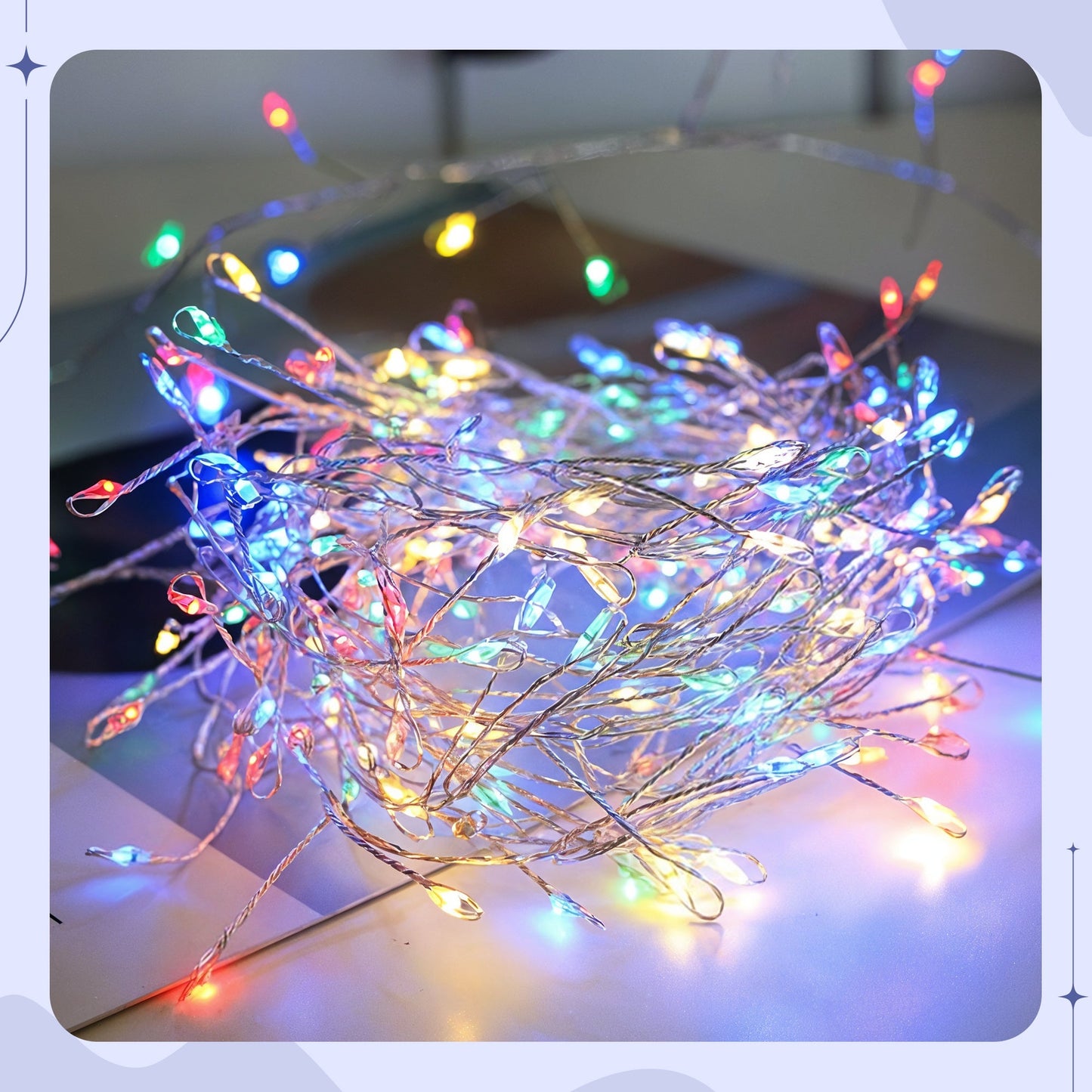 LED Firecracker String Lights – Dazzling Copper Wire Sparkle Bowlift