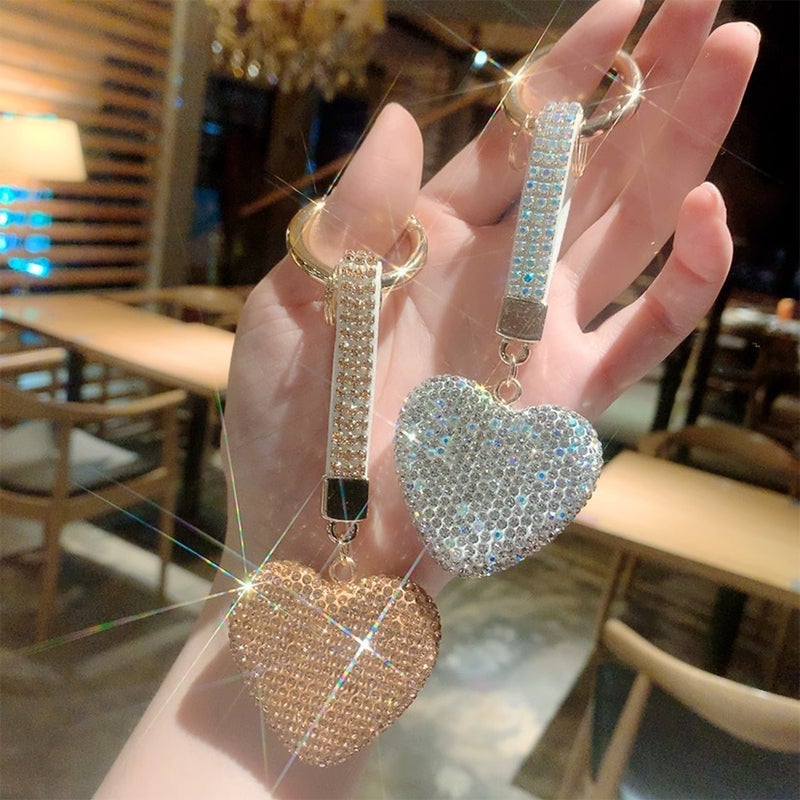 Rhinestone Heart Keychain