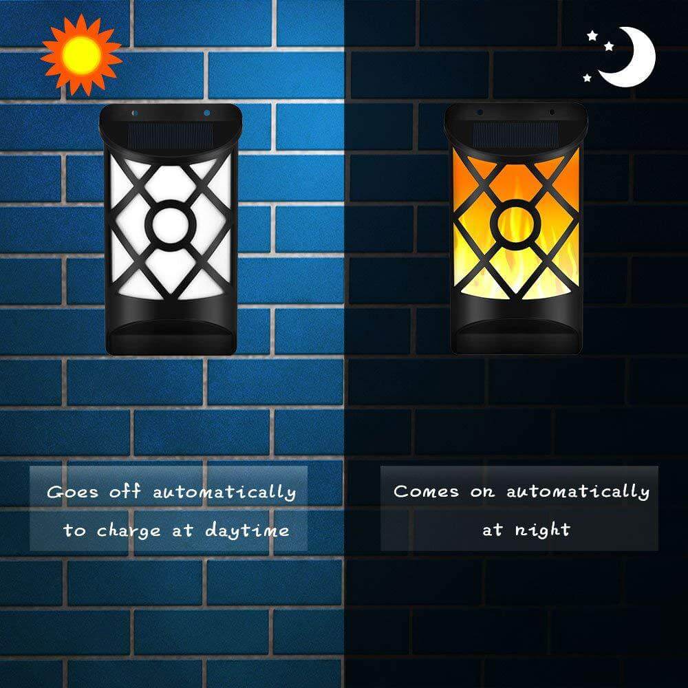 Skanto | Solar Flame LED Half Column Outdoor Wall Lamp
