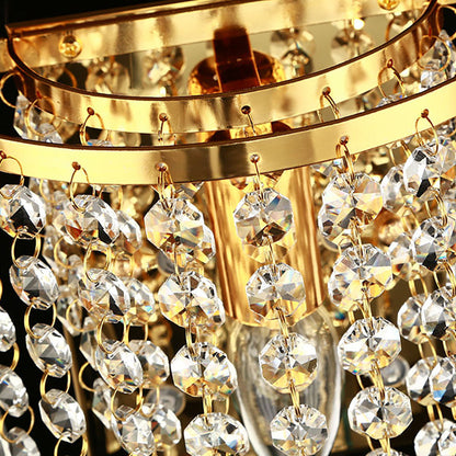 Skanto | Modern Luxury Semi-Round Octagonal Pearl Stainless Steel Crystal 1-Light Wall Sconce for Living Room