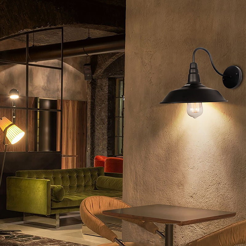 Skanto | Traditional Vintage Iron Round Shade 1-Light Wall Lamp For Dining Room