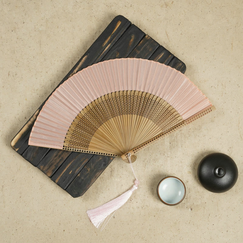 Bamboo satin hand fan