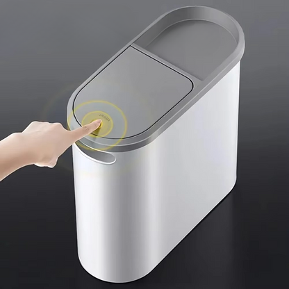 BowLift | Streamlined Space-Saving Trash Can with Easy Press-Top Lid