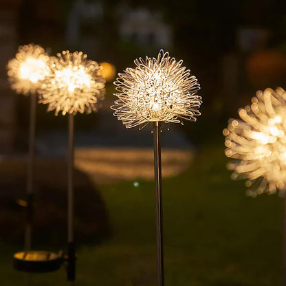 Solar LED Garden Lamp (2 pieces) Dandelion Design with Spike | Karnz