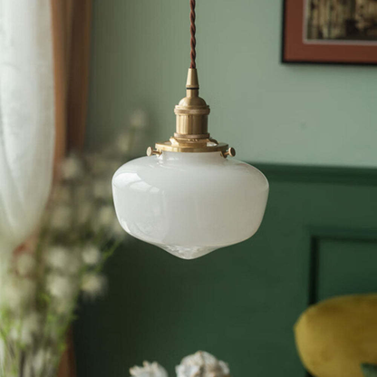 Skanto | Vintage Brass Lantern Glass Pendant Light