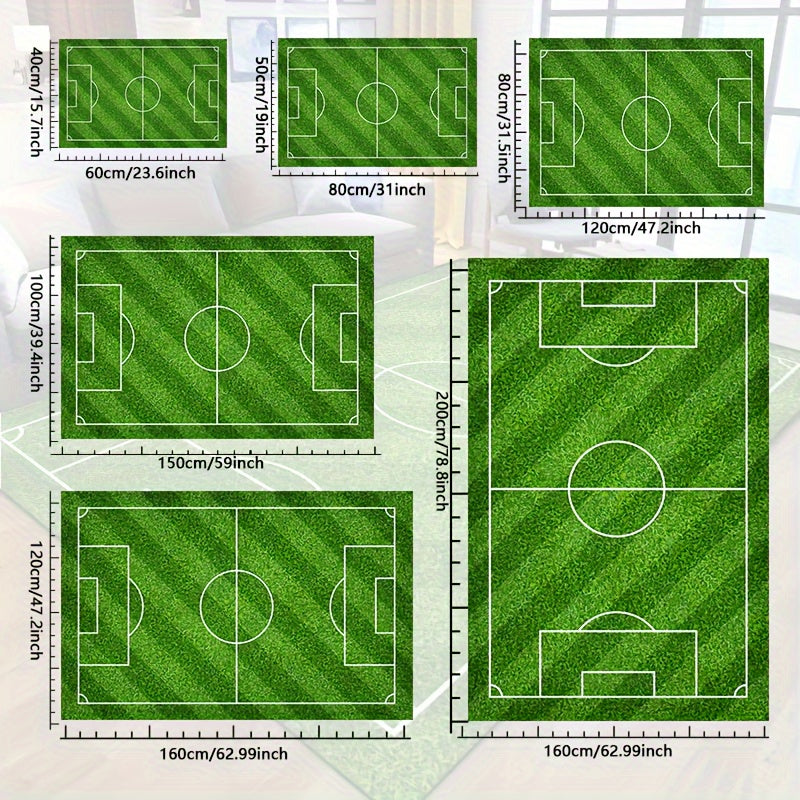 BowLift | SoccerPlay | Non-Slip Washable Rug for Living Room & Bedroom