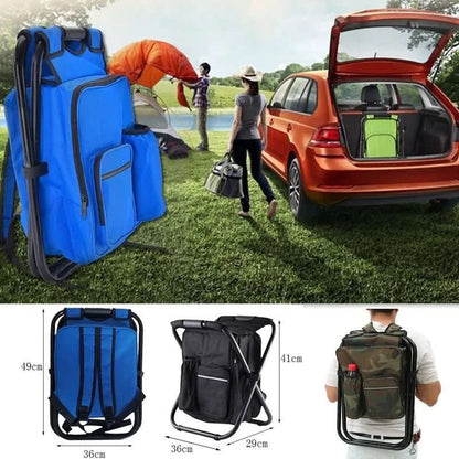 BowLift | 3-in-1 camouflage rucksack with folding chair & cooler compartment