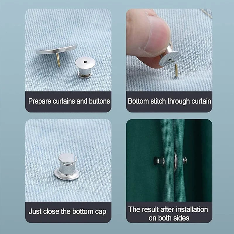 BowLift | Magnetic Curtain Clips | Alloy Button Holders for Light Blocking & Secure Drapes