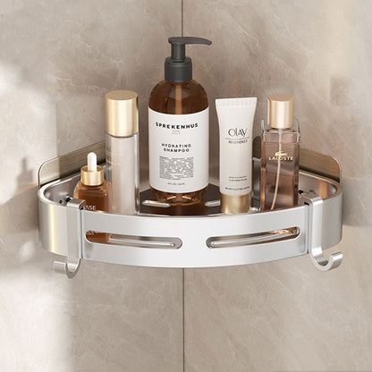 Skanto | EasyCorner Aluminum Shelf – Self-Adhesive Bathroom Hook Storage without Drilling