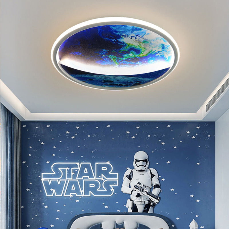 Skanto | Modern Art Deco Planet Earth Round Silicone Iron LED Ceiling Light for Living Room