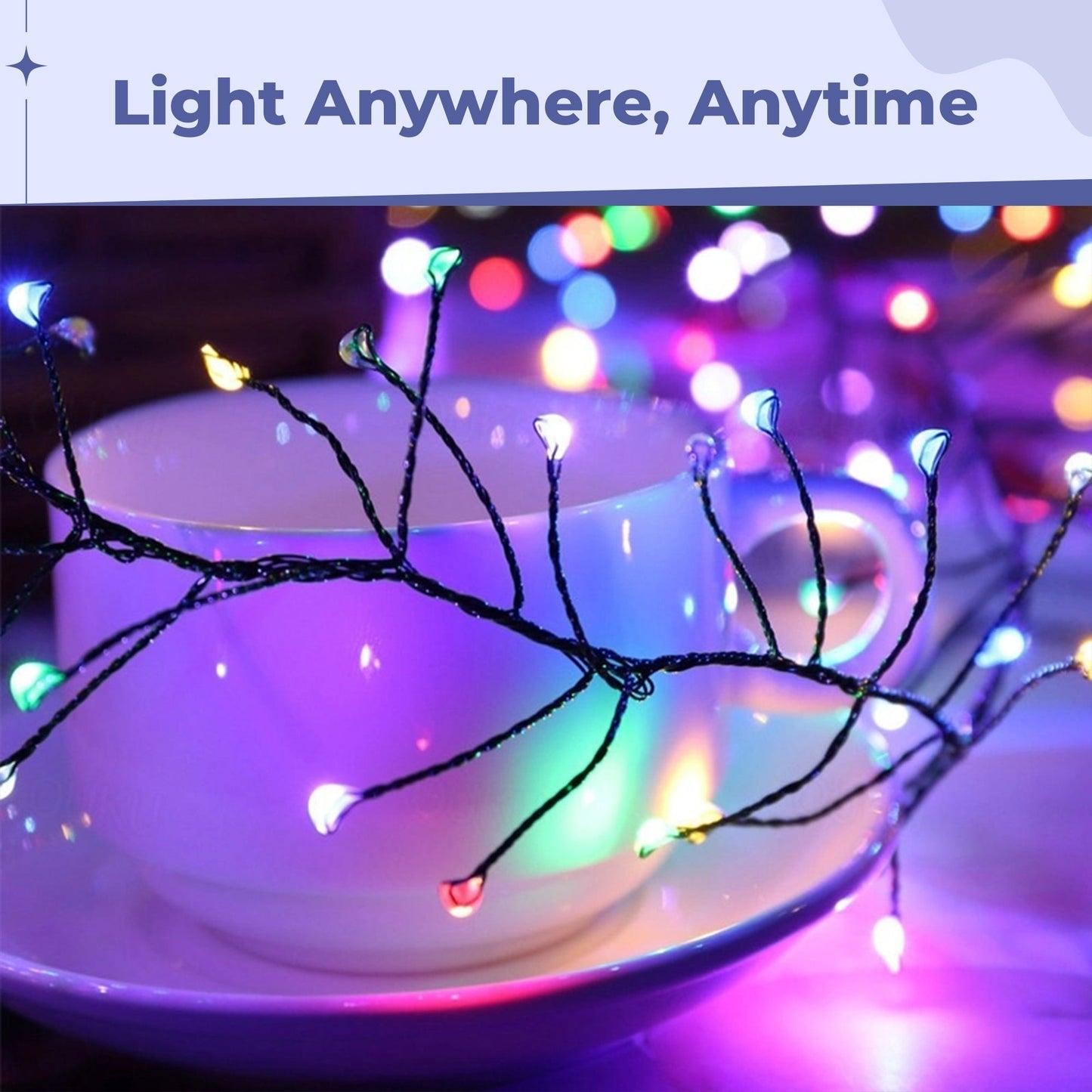 LED Firecracker String Lights – Dazzling Copper Wire Sparkle Bowlift