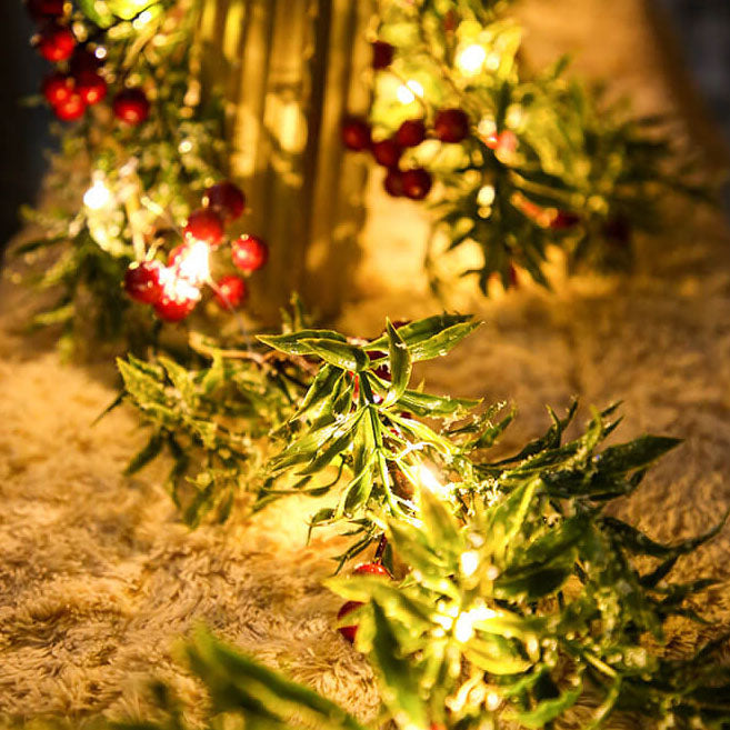 Skanto | Christmas Red Fruit Pine Needle LED Copper Wire Decorative Battery Lights