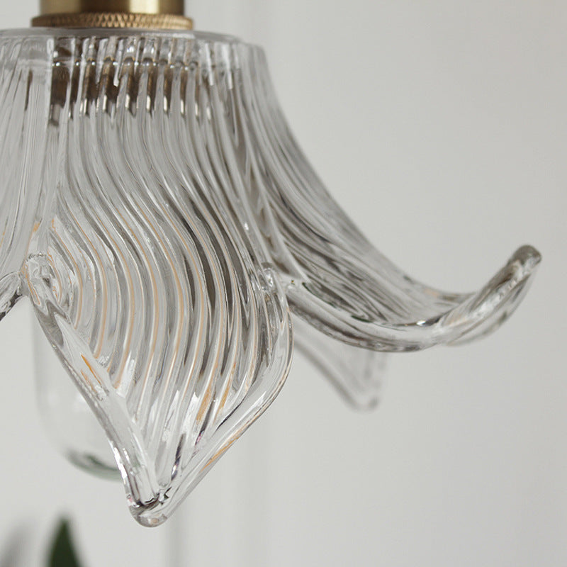 Skanto | Modern Creative Floral Brass-Glass 1-Light Pendant Lamp for Living Room