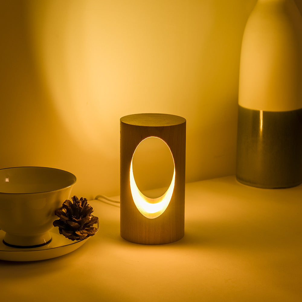 BowLift | Japanese solid wood rectangular column LED night lamp USB table lamp