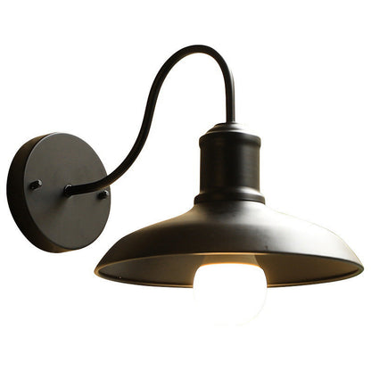 Retro Loft Dome Iron Outdoor Waterproof 1-Light Bent Arm Wall Sconce Lamp | Bowlift