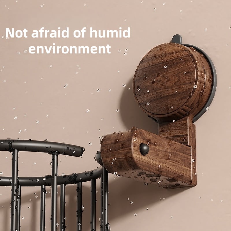 Walnut Wood Toilet Paper Holder – No-Drill with Suction Cup | Karnz